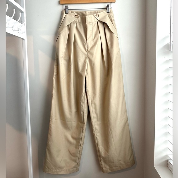 Commense Pants - Commense Tan Wide Leg Pants